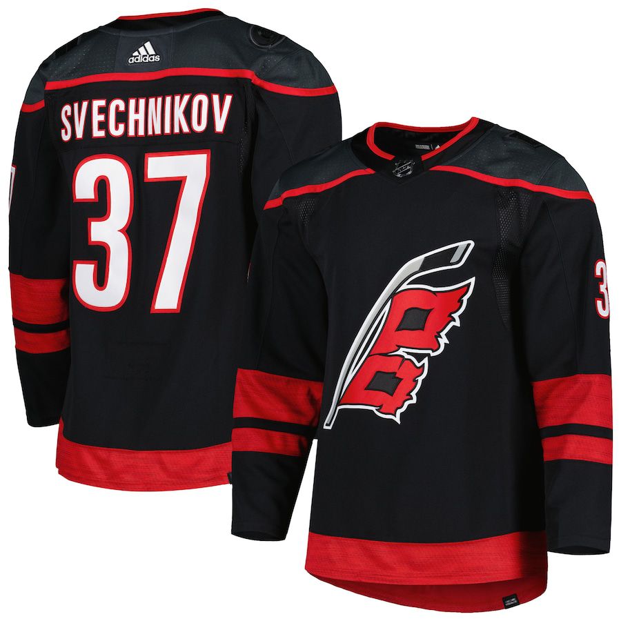 Men Carolina Hurricanes #37 Andrei Svechnikov adidas Black Alternate Primegreen Authentic Pro Player NHL Jersey